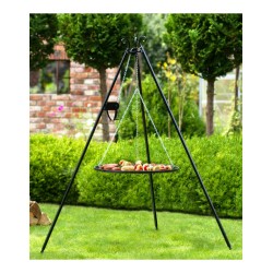 Grill na trójnogu 180 cm - ruszt stal naturalna 60 cm + kołowrotek