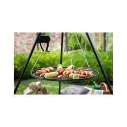 Grill na trójnogu 180 cm - ruszt stal naturalna 60 cm + kołowrotek
