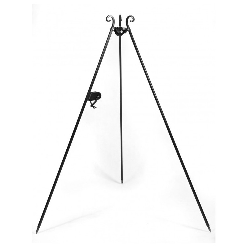 Grill na trójnogu 180 cm - ruszt stal naturalna 70 cm + kołowrotek