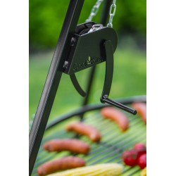 Grill na trójnogu 180 cm - ruszt stal naturalna 80 cm + kołowrotek