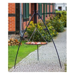 Grill na trójnogu 200 cm - ruszt stal naturalna 70 cm + kołowrotek