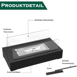 Elegancki i Nowoczesny Kominek Stołowy na Bioetanol 35x18 cm HAGENATUREN