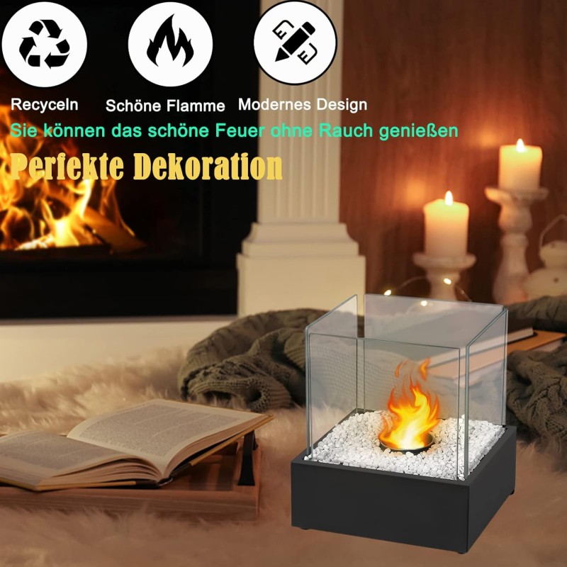 Elegancki i Nowoczesny Kominek Stołowy na Bioetanol 21x25 cm HAGENATUREN