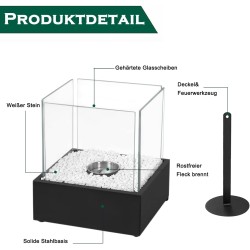 Elegancki i Nowoczesny Kominek Stołowy na Bioetanol 21x25 cm HAGENATUREN