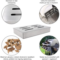 HAGENATUREN Skrzynka Wędzarnicza ze Stali Nierdzewnej z Brykietem + 2 Rożny - Mycie w Zmywarce