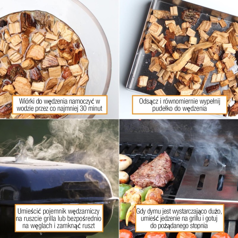 HAGENATUREN Skrzynka Wędzarnicza ze Stali Nierdzewnej z Brykietem + 2 Rożny - Mycie w Zmywarce